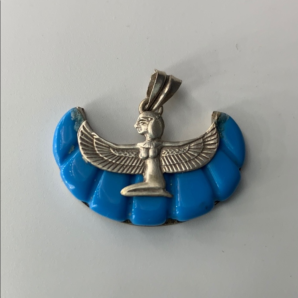 Egyptian sterling silver turquoise charm